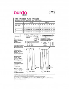 Patron Burda 5712 - Pantalon 2