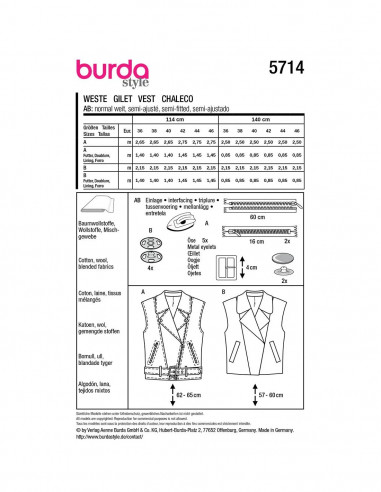 Patron Burda 5714 - Gilet