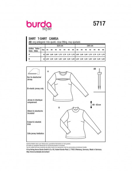 Patron Burda 5717 - T-shirt