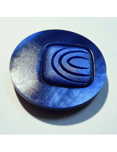 Bouton à tunnel, 23mm, rond avec un carré fantaisie, bleu