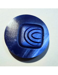 Bouton à tunnel, 23mm, rond avec un carré fantaisie, bleu 2