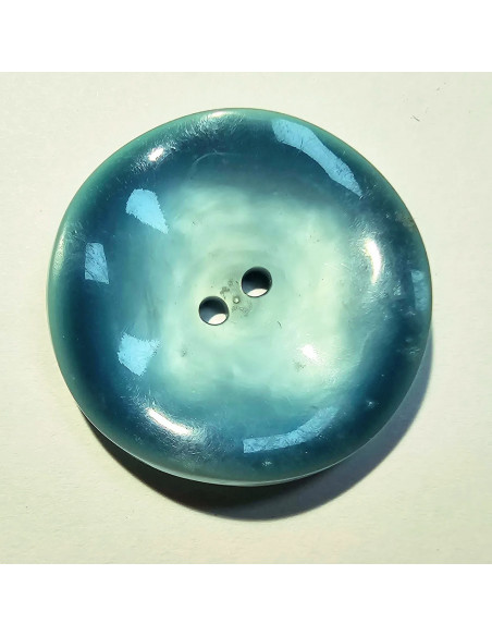Bouton 2 trous, 21mm, tulipe, bleu turquoise