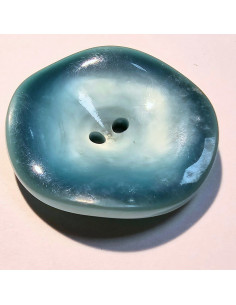 Bouton 2 trous, 21mm, tulipe, bleu turquoise 2