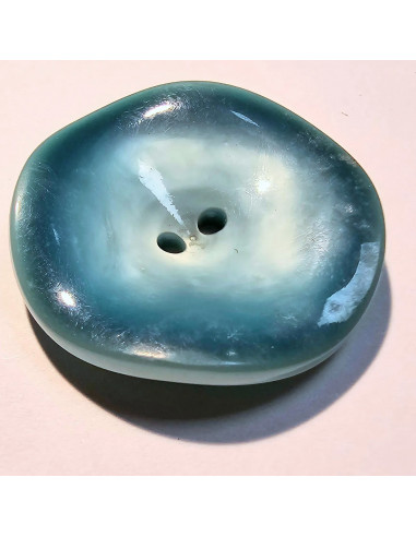 Bouton 2 trous, 21mm, tulipe, bleu turquoise