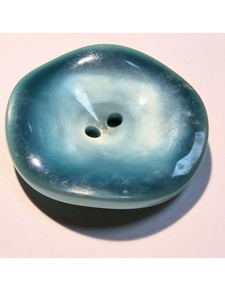 Bouton 2 trous, 21mm, tulipe, bleu turquoise