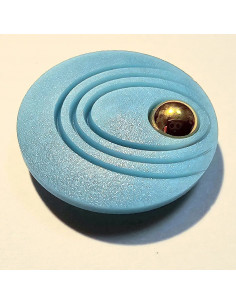 Bouton à tunnel, 18mm, rond bleu turquoise, point doré 2
