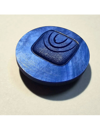 Bouton à tunnel, 17mm, rond avec un carré fantaisie, bleu