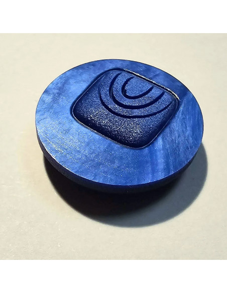 Bouton à tunnel, 17mm, rond avec un carré fantaisie, bleu