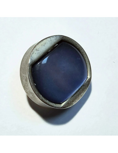 Bouton à pied, 19mm, métal , reflet bleu