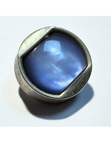 Bouton à pied, 19mm, métal , reflet bleu
