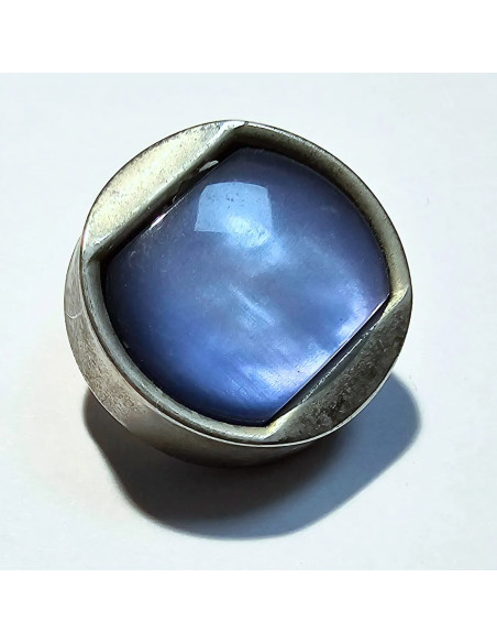 Bouton à pied, 19mm, métal , reflet bleu