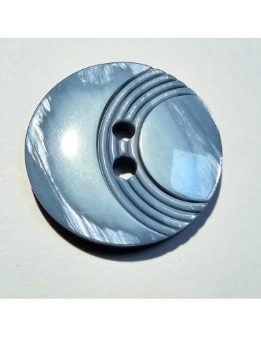 Bouton 2 trous, 21mm, rainure arrondie, bleu