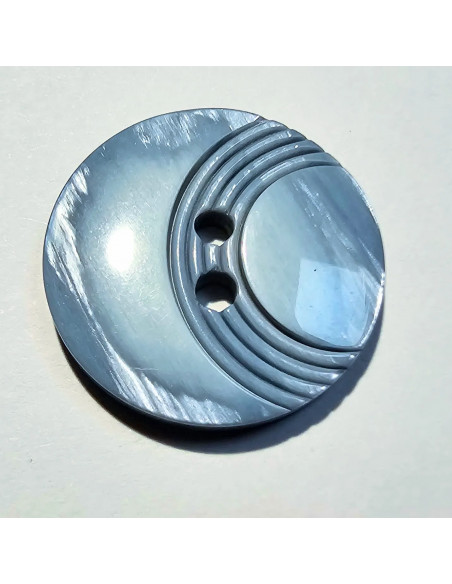 Bouton 2 trous, 21mm, rainure arrondie, bleu