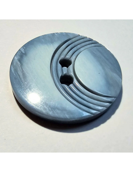 Bouton 2 trous, 21mm, rainure arrondie, bleu