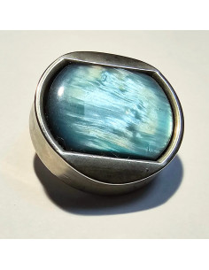 Bouton à pied, 23mm,  métal, reflet bleu turquoise 2