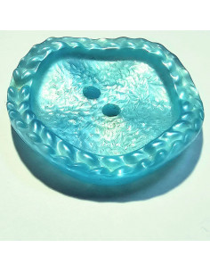 Bouton 2 trous, 28mm, tulipe à motif, bleu turquoise 2