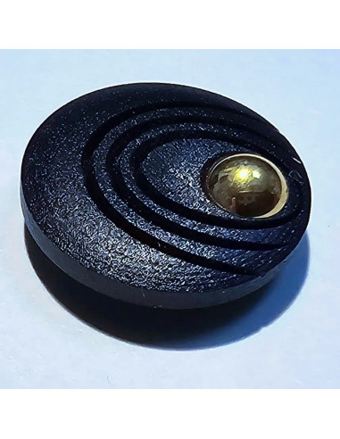 Bouton à pied, 15mm, rond bleu marine,  point doré