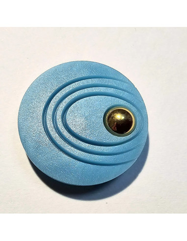 Bouton à tunnel, 15mm, rond bleu turquoise,  point doré