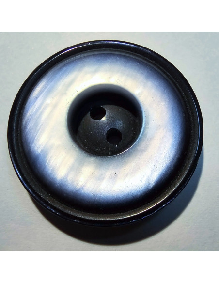 Bouton 2 trous, 30mm, rond bleu marine avec des reflets bleus
