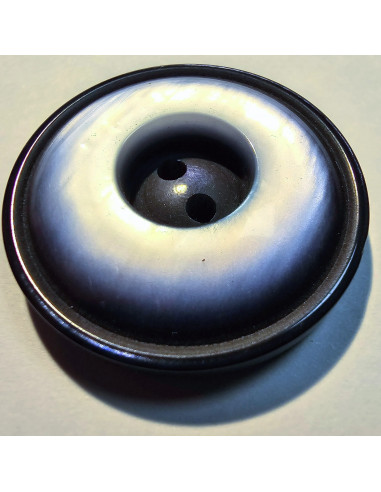 Bouton 2 trous, 30mm, rond bleu marine avec des reflets bleus