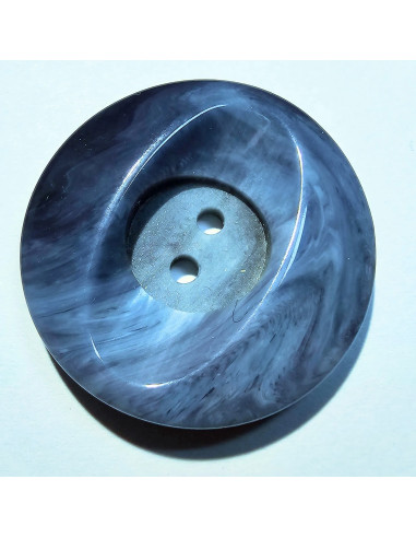 Bouton polyester 2 trous, 28mm, teinte de bleu