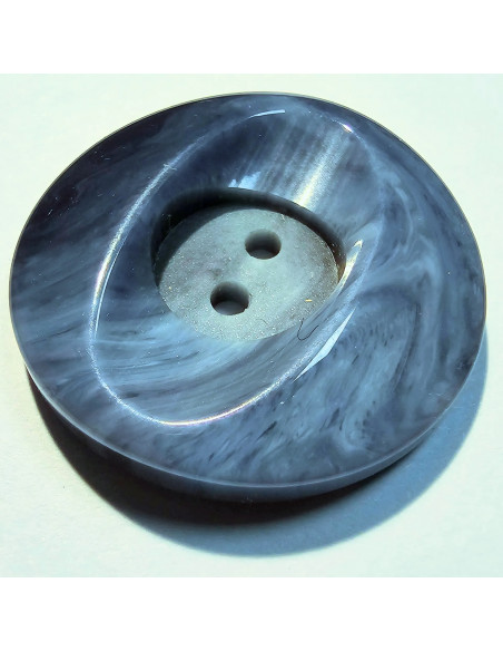 Bouton polyester 2 trous, 28mm, teinte de bleu