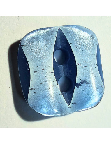 Bouton polyester 2 trous, 12mm, petit carré bleuet