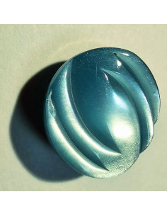 Bouton à pied, 12mm, rond fantaisie, bleu turquoise 2
