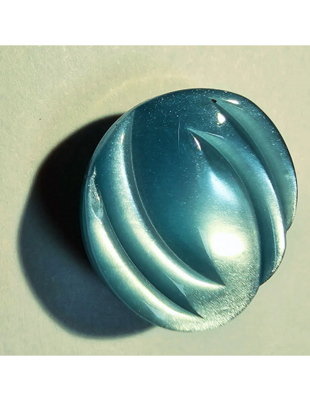 Bouton à pied, 12mm, rond fantaisie, bleu turquoise