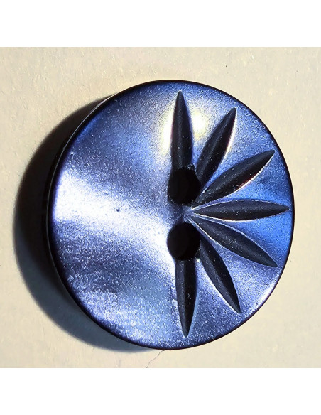 Bouton 2 trous, 11mm, demi pétales, bleu marine