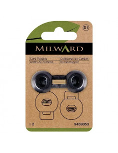 Arrêts de cordons ronds, 1 trou, noir