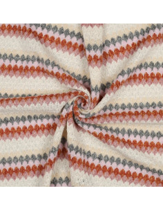 Tissu, Jersey Rayé, Gris Rose Beige, Laize 175 cm, Polyester Coton 2