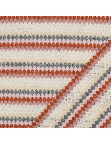 Tissu, Jersey Rayé, Gris Rose Beige, Laize 175 cm, Polyester Coton