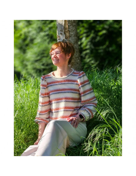 Tissu tricoté, bandes colorées