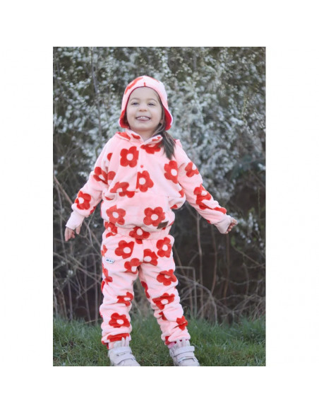 Polaire doudou, fleurs bleues