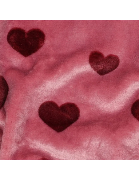 Polaire doudou, cœurs roses