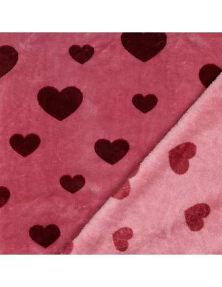 Polaire doudou, cœurs roses