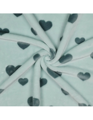 Polaire doudou, cœurs verts