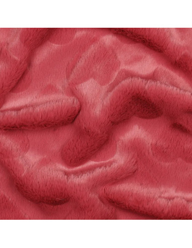 Tissu, Fausse Fourrure Cœurs en Relief, Rose Poudré, Laize 150 cm, 100% Polyester