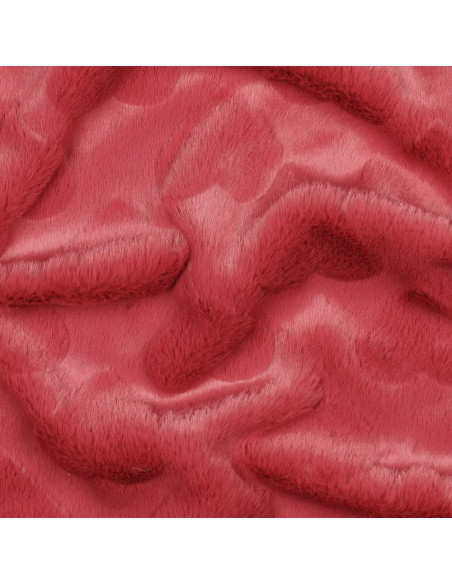Tissu, Fausse Fourrure Cœurs en Relief, Rose Poudré, Laize 150 cm, 100% Polyester