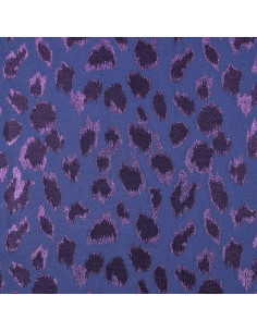 Tissu, Jacquard Lurex Motif Tigre, Rose et Bleu-Gris, Laize 160 cm, 100% Polyester 150g/m²