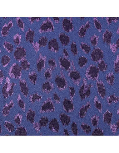 Tissu, Jacquard Lurex Motif Tigre, Rose et Bleu-Gris, Laize 160 cm, 100% Polyester 150g/m²