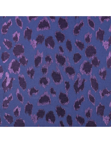 Tissu, Jacquard Lurex Motif Tigre, Rose et Bleu-Gris, Laize 160 cm, 100% Polyester 150g/m²