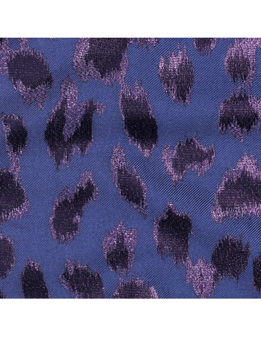 Tissu, Jacquard Lurex Motif Tigre, Rose et Bleu-Gris, Laize 160 cm, 100% Polyester 150g/m²