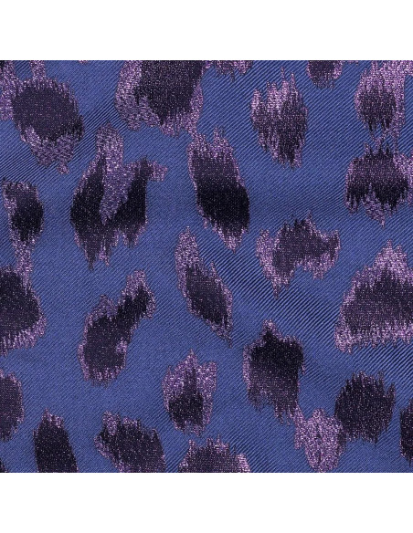Tissu, Jacquard Lurex Motif Tigre, Rose et Bleu-Gris, Laize 160 cm, 100% Polyester 150g/m²