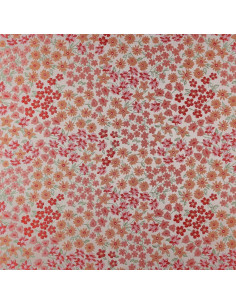 Tissu, Jacquard Fleuri, Orange et Rose, Laize 160 cm, 100% Polyester 170g/m²