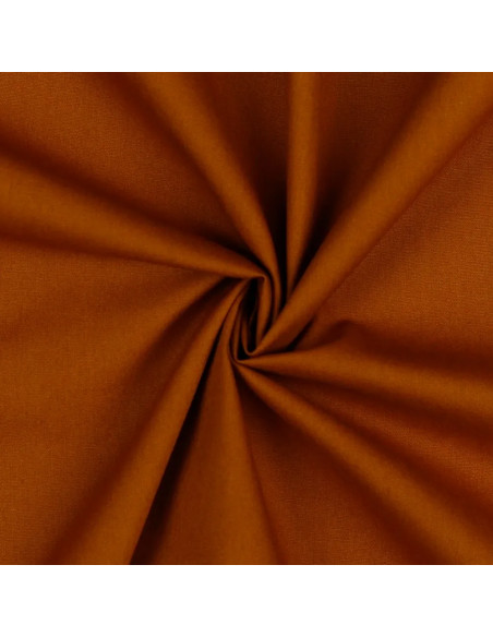 Tissu, Popeline de Coton Unie, Cognac, Laize 150 cm, 100% Coton 125g/m²