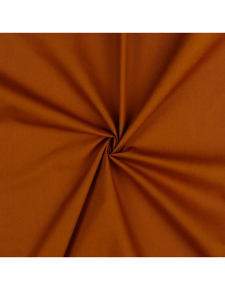 Tissu, Popeline de Coton Unie, Cognac, Laize 150 cm, 100% Coton 125g/m²