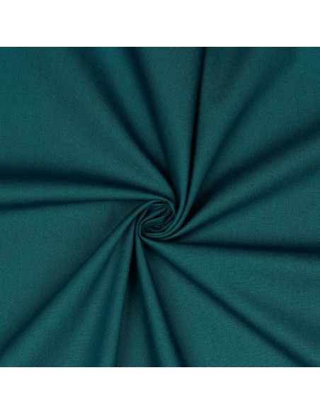 Tissu, Popeline de Coton Unie, Bleu Pétrole Foncé, Laize 150 cm, 100% Coton 125g/m²
