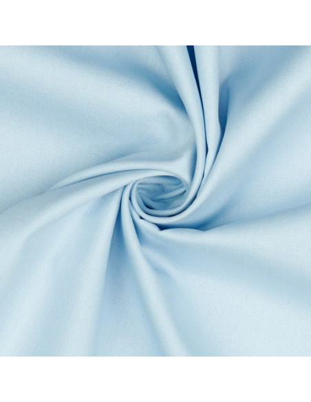 Tissu, Popeline de Coton Unie, Bleu Ciel, Laize 150 cm, 100% Coton 125g/m²